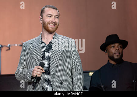 Swansea, Wales. 26th May 2018, English singer-songwriter Sam Smith Headlining day one of The Biggest Weekend in Singleton Park, Swansea on 5th May, 2018, Wales.© Jason Richardson / Alamy Live News Stock Photo