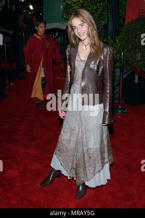 Emma Watson arriving at the premiere of 'Harry Potter and the Chamber of Secrets'  at the Westwood Village Theatre in Los Angeles. November 14, 2002.   WatsonEmma78 Red Carpet Event, Vertical, USA, Film Industry, Celebrities,  Photography, Bestof, Arts Culture and Entertainment, Topix Celebrities fashion /  Vertical, Best of, Event in Hollywood Life - California,  Red Carpet and backstage, USA, Film Industry, Celebrities,  movie celebrities, TV celebrities, Music celebrities, Photography, Bestof, Arts Culture and Entertainment,  Topix, vertical, one person,, from the year , 2002, inquiry tsuni Stock Photo