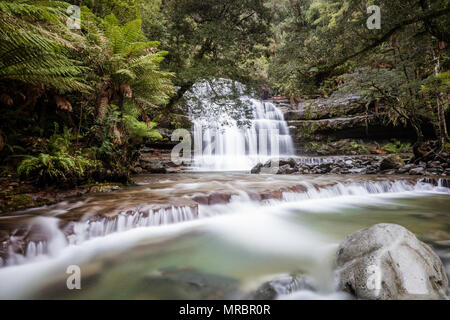 Long exposure capture of beautiful Liffey Falls in Tasmania, Australia Stock Photo