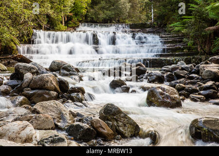 Long exposure capture of beautiful Liffey Falls in Tasmania, Australia Stock Photo