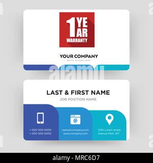 1 year warranty, business card design template, Visiting for your company, Modern Creative and Clean identity Card Vector Stock Vector