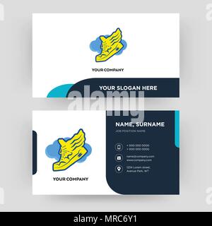 shoe with wings, business card design template, Visiting for your company, Modern Creative and Clean identity Card Vector Stock Vector