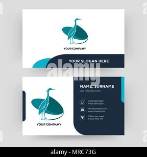 heron, business card design template, Visiting for your company, Modern Creative and Clean identity Card Vector Stock Vector