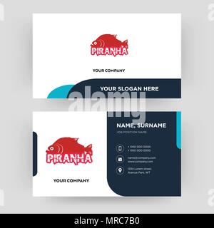 piranha, business card design template, Visiting for your company, Modern Creative and Clean identity Card Vector Stock Vector