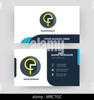 qf, business card design template, Visiting for your company, Modern Creative and Clean identity Card Vector Stock Vector