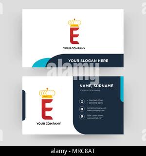 e crown, business card design template, Visiting for your company, Modern Creative and Clean identity Card Vector Stock Vector