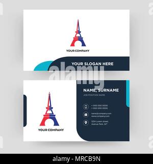 eiffel tower, business card design template, Visiting for your company, Modern Creative and Clean identity Card Vector Stock Vector