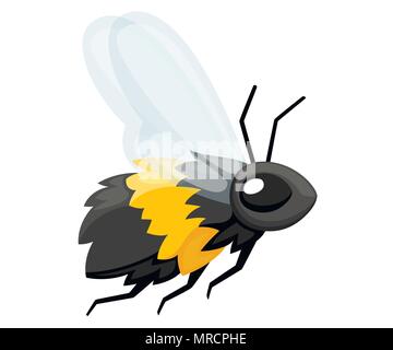 Illustration of bee. Honey flying bee. Cute character design in cartoon style. Vector illustration isolated on white background. Stock Vector