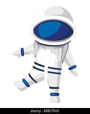 Illustration of astronaut. Cartoon character design. Cute astronaut walking in space. Vector illustration isolated on white background. Stock Vector