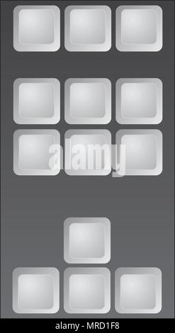 part of keyboard  blank keys vector 3D  illustration gray Stock Vector