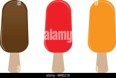 chocolate ice-cream dessert on wooden stick - vector illustration Stock Vector