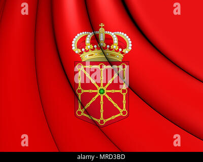 3D Flag of Navarra, Spain. 3D Illustration. Stock Photo