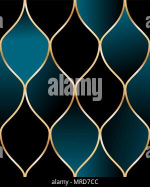 Seamless golden wire oriental pattern Stock Vector