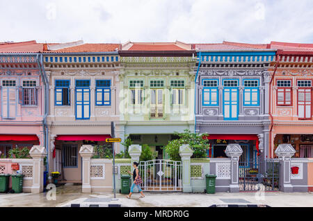 Colourful 'Peranakan' House. The word 'Peranakan' used by the local people of the Malay Archipelagos to address foreign immigrants. Stock Photo