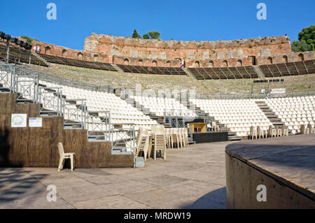Greek Roman Theater - Taormina Sicily Italy Stock Photo