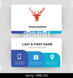 deer head, business card design template, Visiting for your company, Modern Creative and Clean identity Card Vector Stock Vector