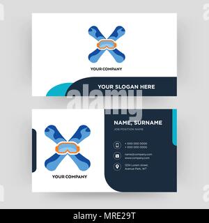 snowboard, business card design template, Visiting for your company, Modern Creative and Clean identity Card Vector Stock Vector