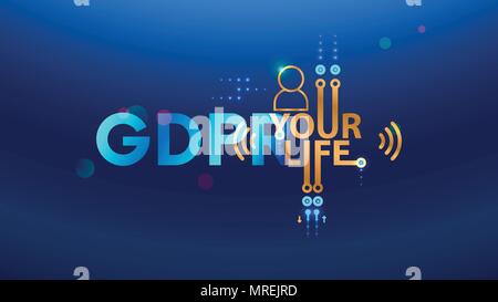 GDPR concept illustration. General Data Protection Regulation abbreviation. Law about personal data protection. Composition from letters GDPR and icon Stock Vector