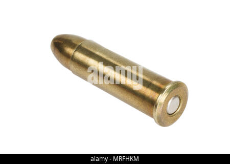 8mm revolver cartridge isolated on white Stock Photo - Alamy