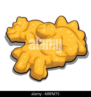 Cookies in the shape of dinosaurs isolated on white background. Cartoon vector close-up illustration. Stock Vector