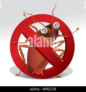 cockroach repellent vector , stop cockroach sign , no cockroach. Vector illustration Stock Vector