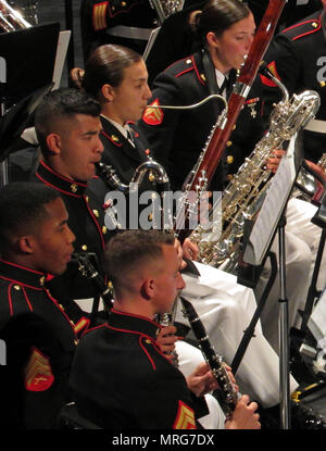 Marine Corps Band New Orleans performs at a Marine Corps Reserve Centennial concert held at Kaye Playhouse at Hunter College in New York City June 15, 2017. The band is performing several concerts June 14-16, in multiple locations across the city, in honor of the 100th anniversary of the Marine Corps Reserve. U.S. Marine Corps photo by Gunnery Sgt. Elizabeth Inglese Stock Photo