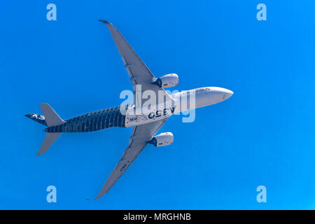 Zhuhai, GuangDong, China - November 02, 2016:  Airbus A350 shows demonstration flight at Airshow China 2016 Stock Photo