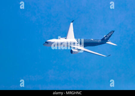 Zhuhai, GuangDong, China - November 02, 2016:  Airbus A350 shows demonstration flight at Airshow China 2016 Stock Photo