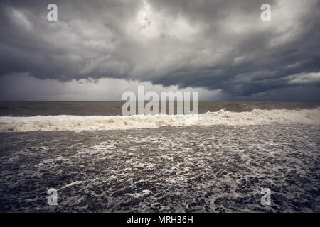 Dark clouds and stormy Black Sea in Batumi, Georgia Stock Photo