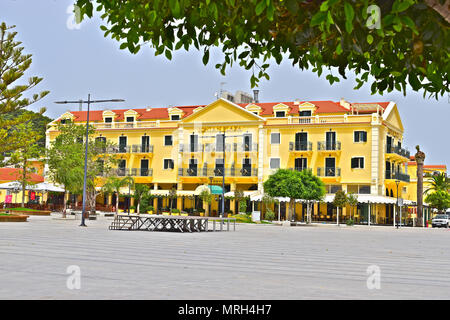 The Ionian Plaza Hotel in the central square in Argostoli, the capital of the Greek island of Cephalonai or Kefaonia Stock Photo