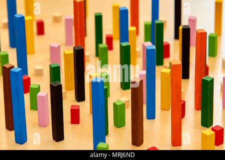 Wood Montessori material for math Cuisenaire rods Stock Photo