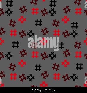 Hashtag icon seamless pattern. Hashtag random seamless pattern Stock Vector