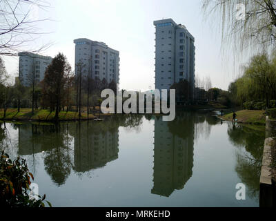 Homes beside water Stock Photo