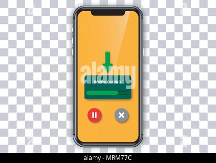 vector design of download process inside phone Stock Vector