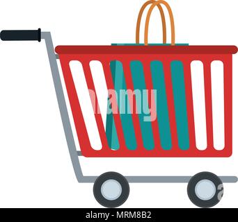 Shopping cart with bag inside Stock Vector