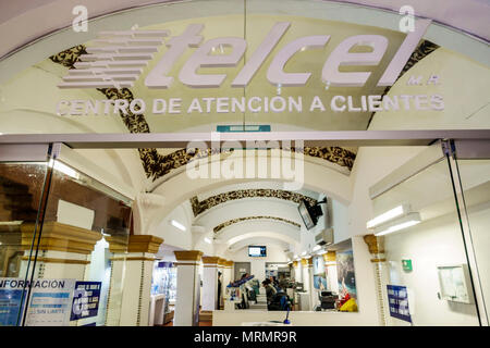 Mexico City,Hispanic,Mexican,Alvaro Obregon San Angel,Telcel,wireless telecommunications company,America Movil,client service cen Stock Photo