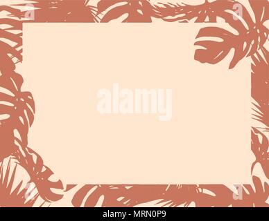 The flat brown natural leaves border blank paper autumn background Stock Vector