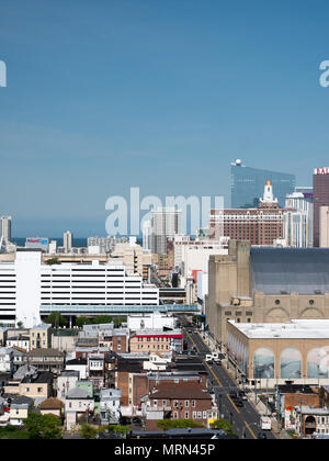 ATLANTIC CITY, NJ - MAY 2018 : View of Atlantic City in New Jersey. The city is known for its casinos, boardwalk and beach but also for its high crime Stock Photo