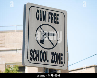 Gun free school zone sign in Atlantic city, NJ, USA Stock Photo