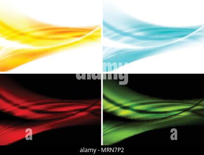 Set of bright abstract waves backgrounds. Vector illustration Stock Vector