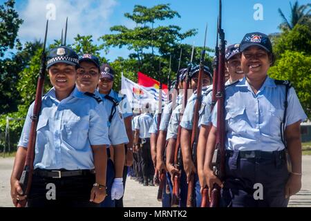 The Kiribati National Police Forces rehearse for the Independence Day ...