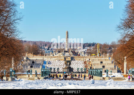 Oslo city skyline from The Vigeland Park in winter season Norway Stock Photo