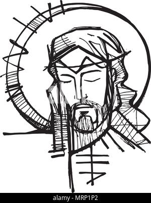 Jesus Christ Face Drawing Sketch Art Graphic by Topstar · Creative Fabrica