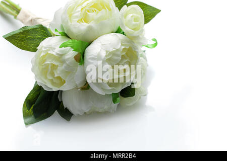 bouquet of peony flowers isolated on white. studio shot. copy space. Stock Photo