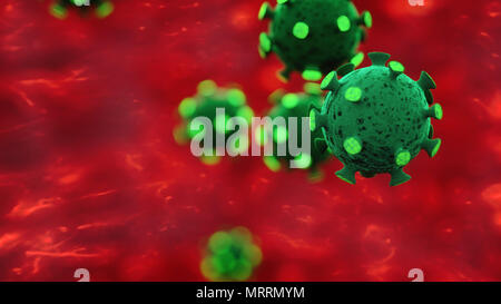 Virus Flowing In Bloodstream. Disease And Infection Prevention Concept Stock Photo