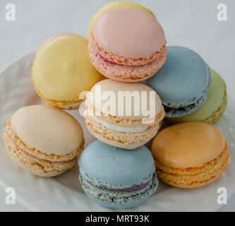 Delicious French Macarons of Pastel Colours Stock Photo