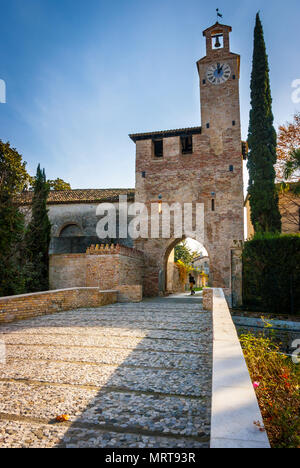 North tower of medieval village in Cordovado, Friuli, Italy Stock Photo