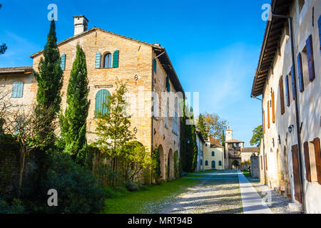 Medieval village courtyard in the castle of Cordovado, Friuli, Italy Stock Photo