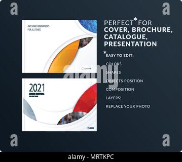 Smooth design presentation template with colourful round shapes. Abstract vector set of modern horizontal banners Stock Vector