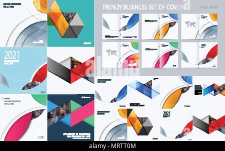 Mega set of triangular abstract templates for business, trendy colourful shapes, design banner, stand, corporate identity, brand printing. Stock Vector